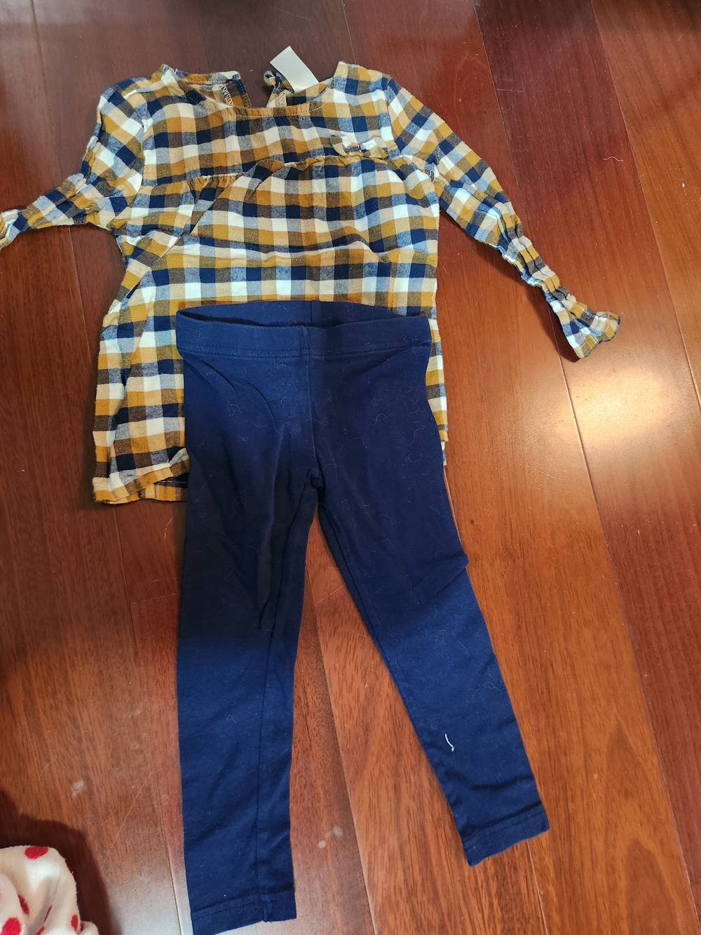 Carter's Yellow and Navy Plaid Top with Navy Leggings Set